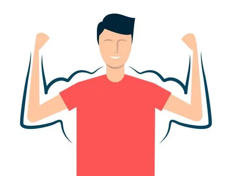 A thin guy is able to build muscle by doing in the gym or workout. Vector ill Stock Illustration