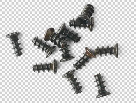 Thin head electronics screws scattered isolated Stock Photos