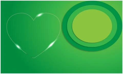 Thin heart on abstract green background Stock Illustration