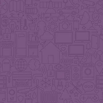 Thin Home Technology Seamless Dark Purple Pattern Illustrazione stock