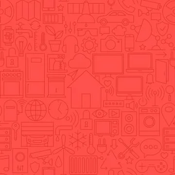 Thin Home Technology Seamless Red Pattern 스톡 일러스트