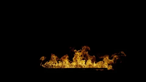 Thin Horizontal Fire Streak Compositing Element on black screen Stock Footage 326369784