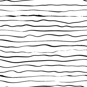 Thin horizontal lines hand drawn seamless pattern. Stock Illustration