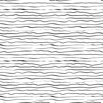 Thin horizontal lines hand drawn seamless pattern. Stock Illustration