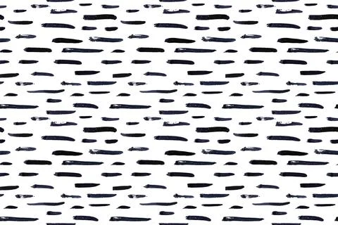 Thin horizontal lines pattern on white background. Hand drawn small black dash Stock Illustration