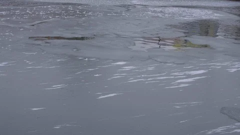 Thin ice, a hole in the ice Video stock 103759971