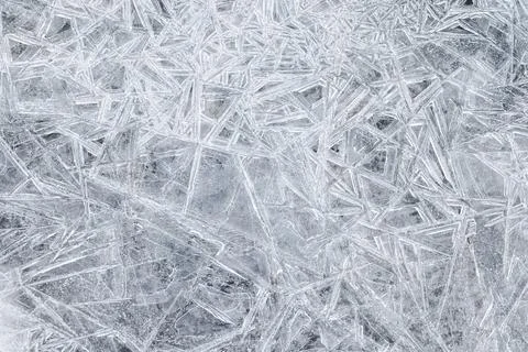 Thin ice layer crystalline structure, natural abstract winter background te.. Stock Photos