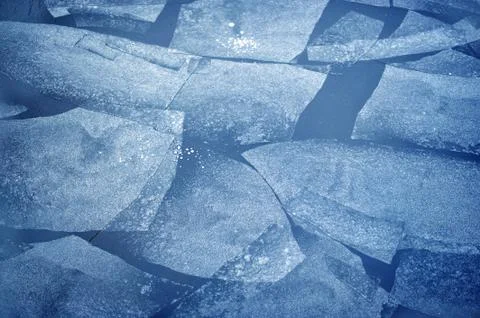 Thin ice on the river Stock Photos