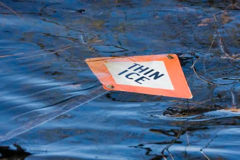 Thin ice sign Stock Photos