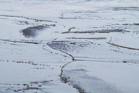 Thin ice split into many pieces Stock Photos