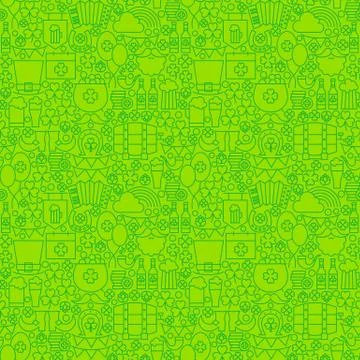 Thin Irish Line Saint Patrick Day Seamless Green Pattern Stock Illustration