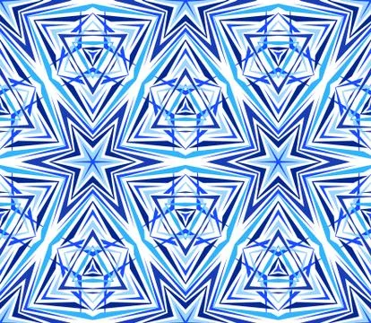 Thin Kaleidoscope Star Pattern Blue Stock Illustration