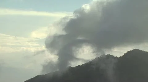 Thin Layer of Clouds Passing over Mountain Top 2 Stock-Footage 19196530