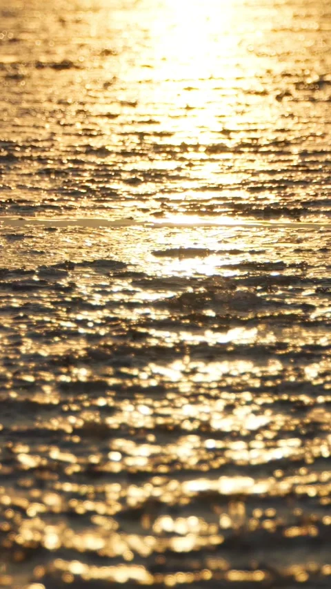 A thin layer of ice on the water ripples on the waves of the lake at sunset. Stock Footage 267647277