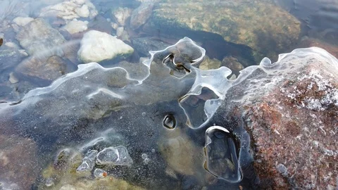 Thin layer of ice when the lake start freezing over, Finland Stock-Footage 122202127