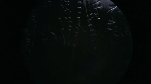 A thin layer of water freezes, cracks, chips, and air bubbles form Stock Footage 146278431