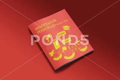 Thin letter size handbook softcover mockup template PSD Template