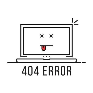 Thin line 404 error with dead emoji イラスト素材