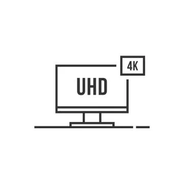 Thin line 4k smart tv icon like uhd Stock Illustration