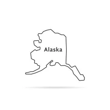 Thin line alaska map with shadow Stock Illustration