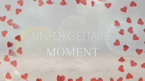 Thin line appearing, centered title UNFORGETTABLE MOMENT forming, showing Stock Footage 335739160