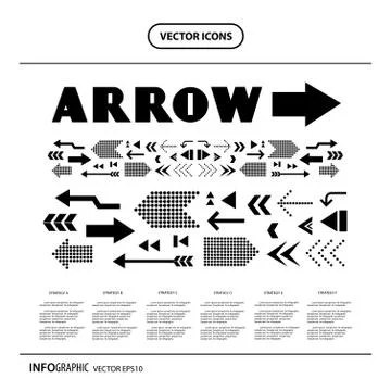 Thin line arrow icons set Stock Illustration