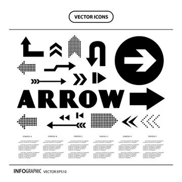 Thin line arrow icons set Stock Illustration