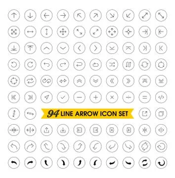 Thin line arrow icons set Stock Illustration