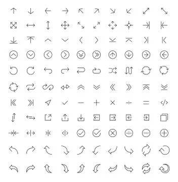 Thin line arrow icons set Stock Illustration