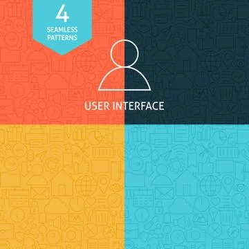 Thin Line Art Website Mobile User Interface Pattern Set Stock Illustration