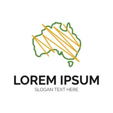 Thin Line Australia Map with Line Logo Vector Design Stock Illustration