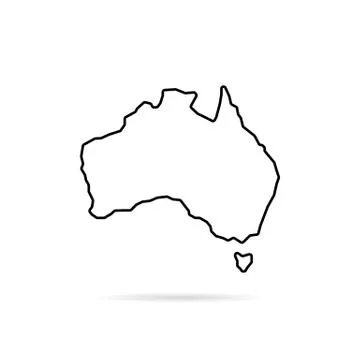 Thin line australia map with shadow Stock Illustration
