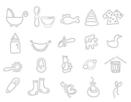 Thin line baby icons vector Stockillustratie