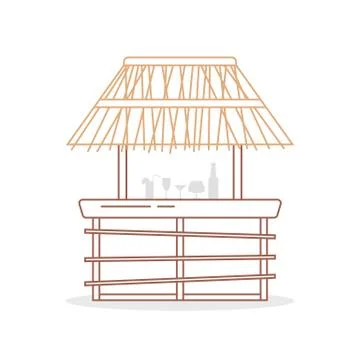 Thin line beach bar Stock Illustration