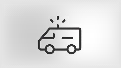 Thin line black animation of ambulance icon Stock Footage 275324916