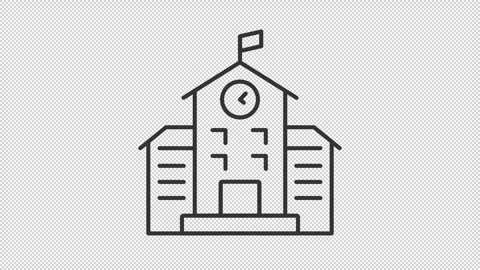 Thin line black animation of building with clock icon Stock Footage 275324867