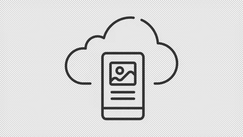 Thin line black animation of mobile cloud computing icon Stock Footage 276459280