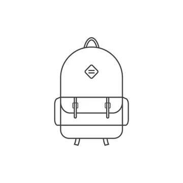 Thin line black backpack icon Stock Illustration