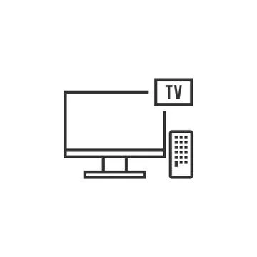 Thin line black digital tv logo isolated on white Stock Illustration