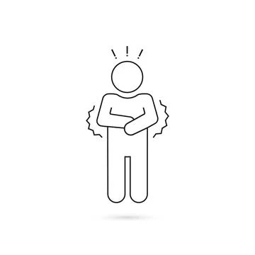 Thin line black man figure like shiver Stock Illustration
