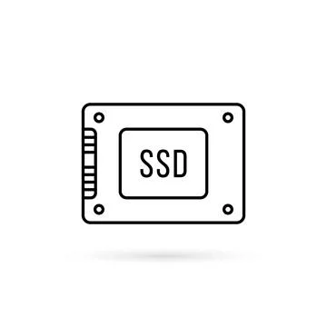 Thin line black ssd icon isolated on white Stock Illustration