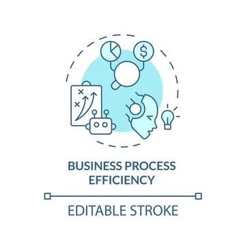 Thin line blue business process efficiency icon concept 库存插图