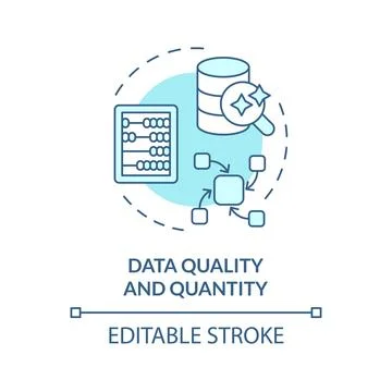 Thin line blue data quality and quantity icon concept Stock Illustration