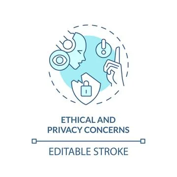 Thin line blue ethical and privacy concerns icon concept Stock Illustration
