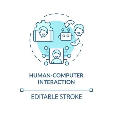 Thin line blue human computer interaction icon concept Stock Illustration