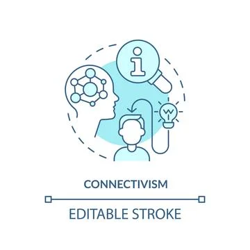 Thin line blue icon connectivism concept Stock Illustration