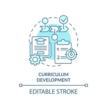 Thin line blue icon curriculum development concept Stock Illustration