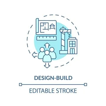 Thin line blue icon design build concept Stockillustratie