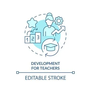 Thin line blue icon development for teachers concept Illustrazione stock