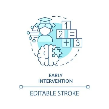 Thin line blue icon early intervention concept イラスト素材